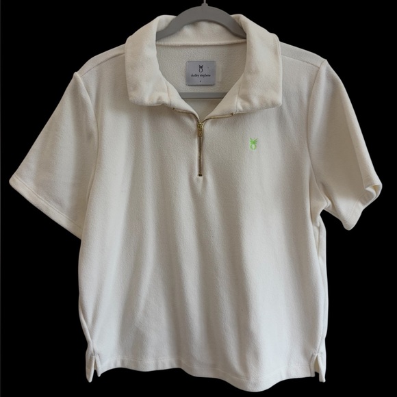 Dudley Stephens Tops - Dudley Stephen’s Cream Ivory Terry Quarter Zip Polo Size Large Quiet Luxury